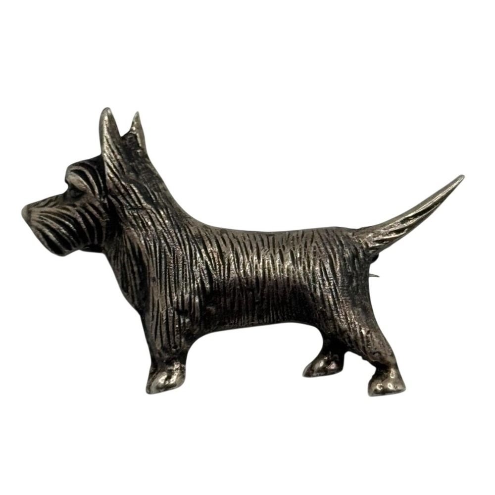 Vintage Scottie Dog Brooch Sterling Silver Scottish Terrier  Pin